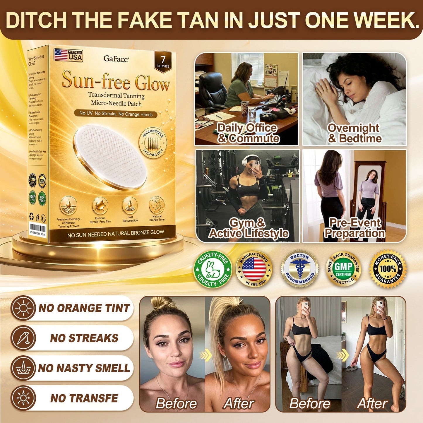 𝗚𝗮𝗳𝗮𝗰𝗲® Sunless Natural Glow Transdermal Tanning Micro-Needle Patch