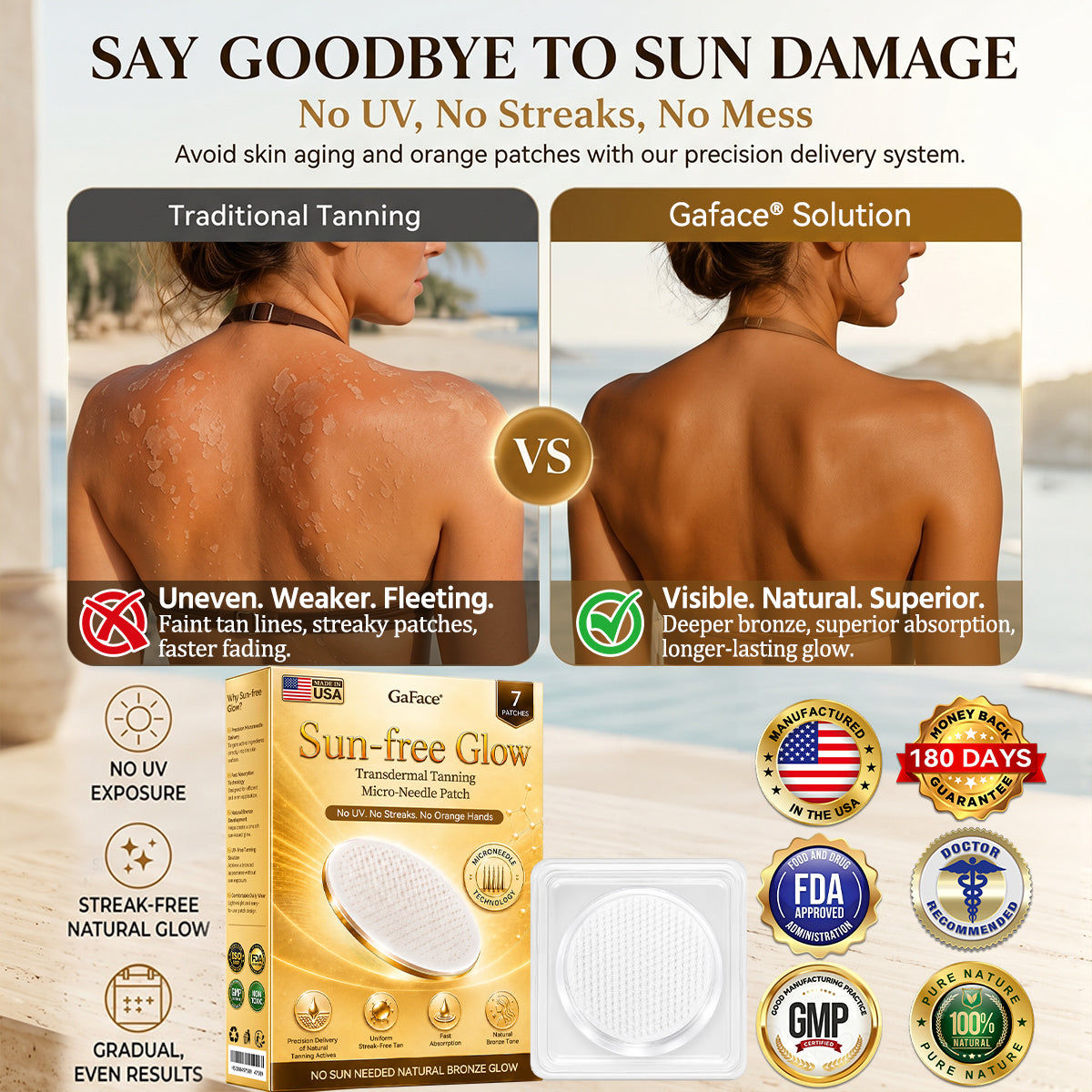 𝗚𝗮𝗳𝗮𝗰𝗲® Sunless Natural Glow Transdermal Tanning Micro-Needle Patch